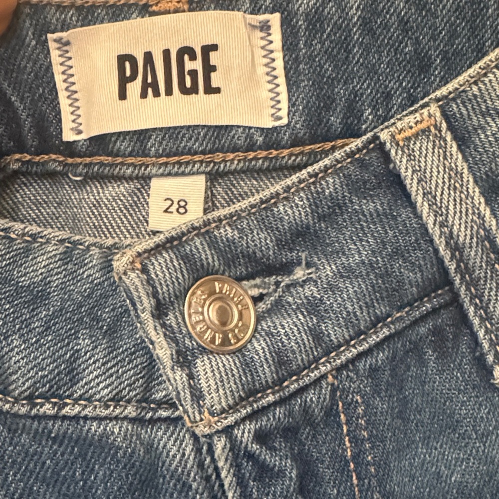 PAIGE Portia Wide-Leg Flare Jeans with Dark Blue Side Stripe - Blue - Picture 4 of 12